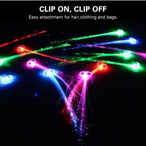 NWT Light-Up Fiber Optic LED Hair Clips - Picture 4 of 5